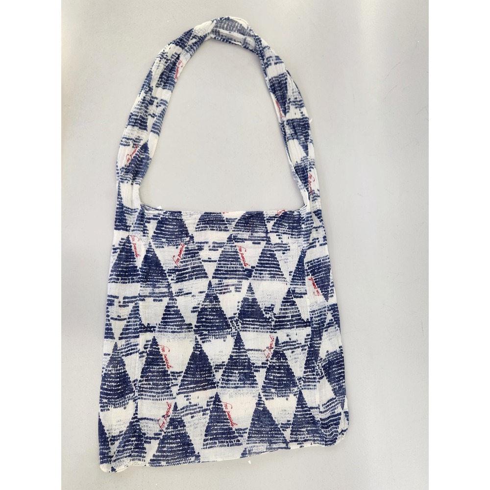 Free People Tote Bag Women OS Blue White Gauze Geometric Reusable Boho Crossbody
